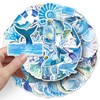 50PCS Blue Ocean Graffiti Stickers for Water Bottle Phone Guitar