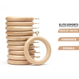 100 Pack Wooden Curtain Drapery Rod Rings Farmhouse Beech Wood Drapes Rings,Vintage Window,Shower Curtain 1.25 Inch Interior Diameter Rustic for 1-1.2 Inch Curtain Ring Rod Pole Outer (2 inch)