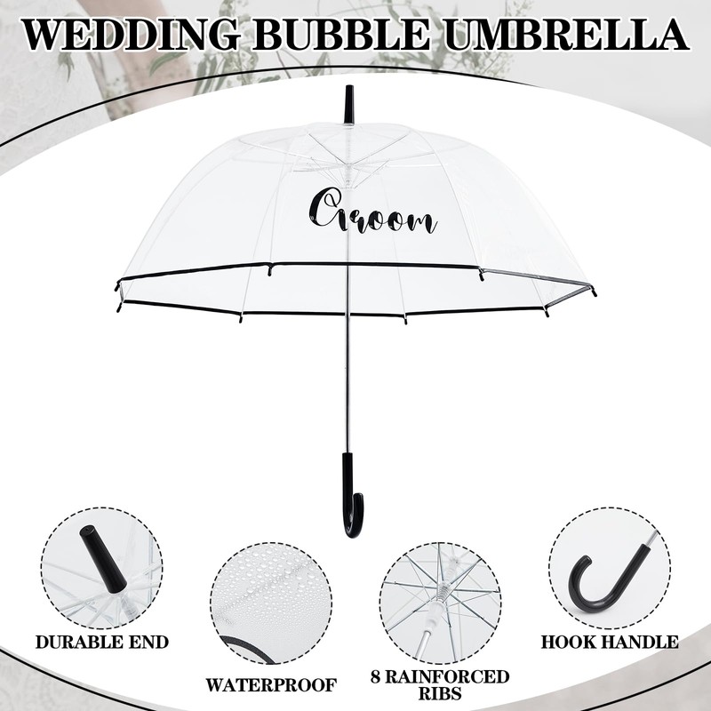 Sunnymove 2 Clear Wedding Umbrellas, Large Bubble Wedding Umbrella for