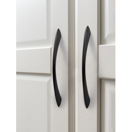 JIASENBAO Black Cabinet Pulls 7.56 Inch 5 Pack Arch Twisted Matte Black Handles Drawer Kitchen Cupboard Bathroom Dresser Cabinet Hardware Zinc Alloy
