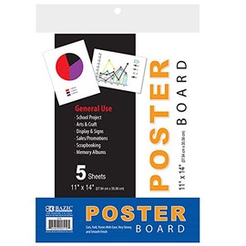 Bazic Poster Board, 11 x 14 Inches, White, 5 sheets/Pack (Case of 48 packs)