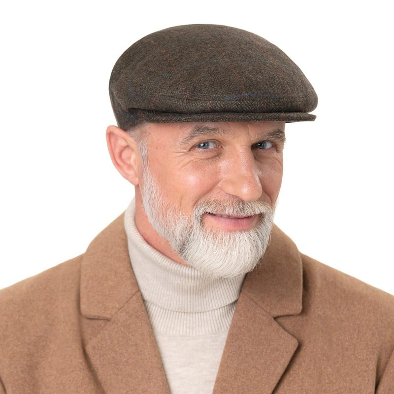 Lipodo Flat Cap with Checked Pattern Men's - Lined Flat