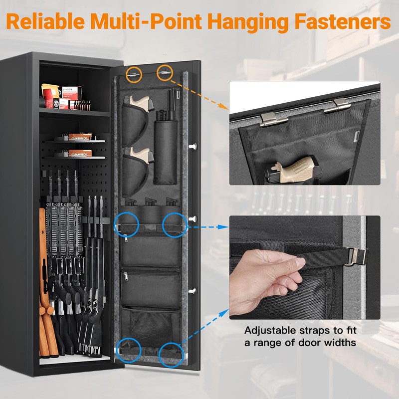 INKUITEN Gun Safe Door Organizer,Gun Safe Door Panel Organizer with