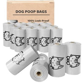 Dog Poop Bags, Extra Thick and Strong Pet Poop Bags for Dog Walking and Traveling, Premium Leak-Proof Pet Waste Bags for Small Medium Large Dogs and Cats (Grey, 240 Bags)