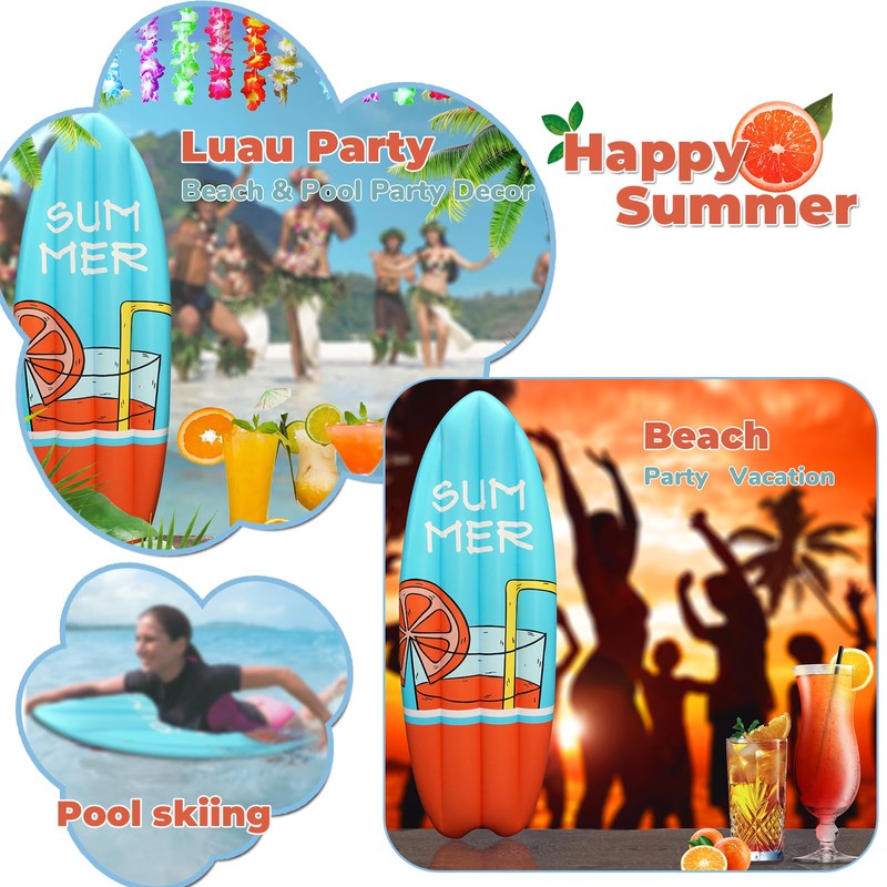 HOHQB 59“ Inflatable Surfboard Luau Themes and Beach Party Decorations