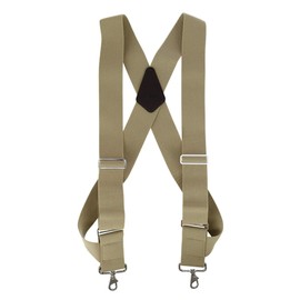 CTM Men's Big & Tall Elastic Side Clip Metal Swivel Hook Trucker Suspenders, Khaki
