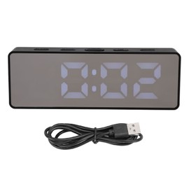 LED Digital Alarm Clock Time Date Temperature Display Stylish Look Electric Clock for Bedroom Living Room Office Black