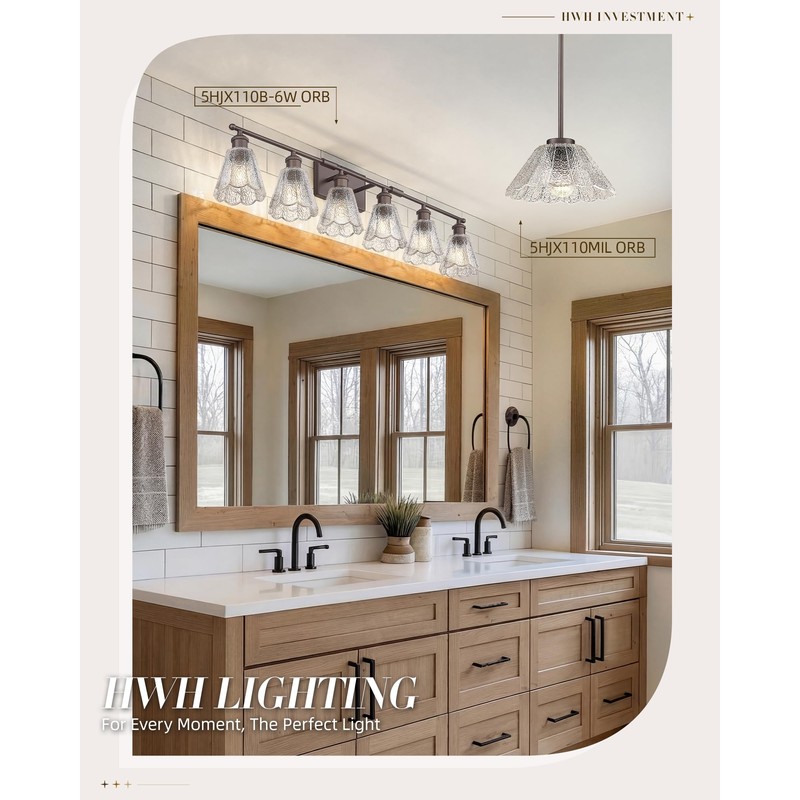 HWH Farmhouse Vanity Light Fixture, Rustic Bathroom Light Fixtures for