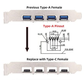chenyang USB C DIY Connector USB 3.0 A to USB C Female Socket Port Repair Replacement Solder Adapter with VL160 Chipset