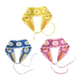 Outanaya 3Pcs Knitted Crochet Headbands with Flower Design for Women Stylish Hair Wraps Yellow Blue Pink Skin Friendly Washable Hair Accessories for Casual and Formal Wear