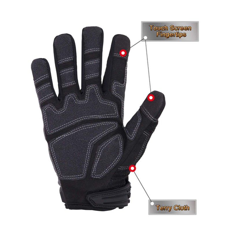 HANDLANDY Mens Work Gloves with Touch Screen Fingertips, Breathable &
