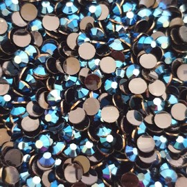 MajorCrafts 500pcs 6.5mm ss30 Jelly AB Flat Back Round 14 Facets Resin Rhinestones Arts and Crafts Embellishment Gems (Navy Blue AB C81)