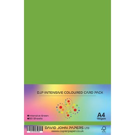 DJP A4 160gsm Intensive Green Coloured Craft Card (50 Sheets)