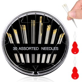 30 Pcs Hand Sewing Needles, Assorted Sizes Embroidery Mending Craft Sew Case,30 Piece Needle Compact by SiHuiTu,Needle Assortment for a Multitude of Hand Sewing with Two Needle threaders