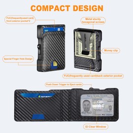 hooppoo Slim Wallet for Men with Carbon Fiber Leather RFID Blocking - Minimalist Pop Up Metal Money Clip Card Holder for Credit & Cash (To my boyfriend- 2)