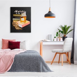 Stupell Industries Be Glamorous Perfume Bottle Cosmetics Leopard Heel Fashion, Design by Ziwei Li