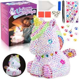 HappyGoLucky Einhorn Geschenke für Mädchen, Bastelset Kinder 3 4 5 6 7 8 Jahre Einhorn Nachtlicht Kinder Spielzeug ab 3-10 Jahre Mädchen Geburtstagsgeschenk Nachttischlampe Kinder Diamond Painting