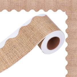 66 Feet Burlap Bulletin Board Border Self Adhesive Scalloped Border Trim Stickers for Bulletin Boards, Desks, Lockers, Home, School or Classroom Decor