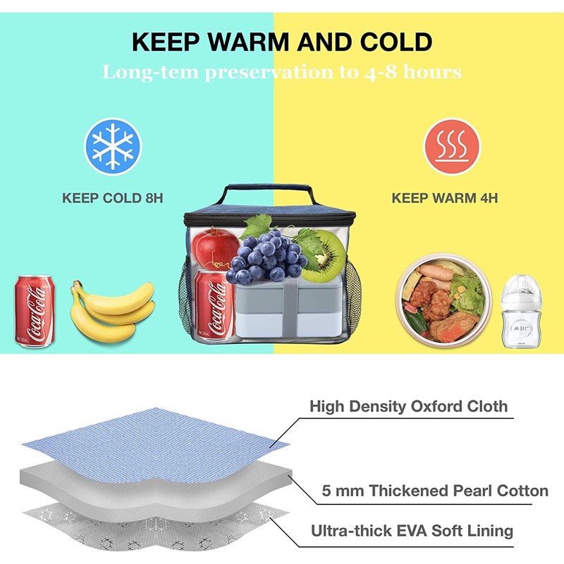 ExtraCharm Insulated Lunch Bag for Women/Men - Reusable Lunch Box