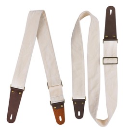 Jasenna Guitar Strap,Guitar Strap with Leather End Length Adjustable 2 Pick Holders & 2 Matching Picks For Electric Guitar, Acoustic Guitar and Bass - Unique Gift For Guitarist (1-Silk White）