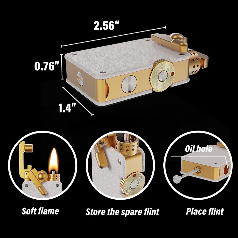 Vintage Trench Lighter, Kerosene Lighter, Soft Flame Creative Lighter, Leather