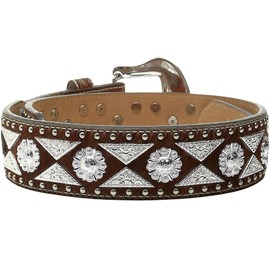 ARIAT Men's Triangle Conchos Calf Hair Belt, Brown, Size 34