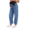 OVRUNS Women's Maternity Baggy Jeans Stretch Barrel Jeans Side Panel