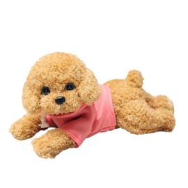 Stuffed Animal, Animal, Teddy Dog, Toy, Hugging Pillow, Knee Puppy, Simulation Dog, Cute, Realistic, Soft, Comfortable Body Pillow, Fluffy, Light Brown/Pink Clothes, Figurine, Store Decoration, Funny