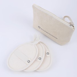 ECO Plant Collection Oval Natural Loofah Bath-Sponge-3 Count, Exfoliating Body Scrubber for Women and Men,Exfoliate & Soothe Face & Body, Biodegradable Fashion Storage Bag