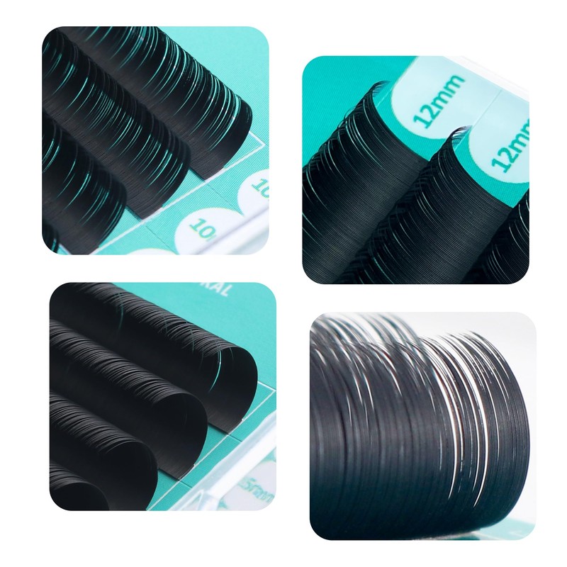 Eyelash Extensions, Ellipse Flat Eyelashes, Matte Black, Single Eyelashes for