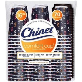 Chinet Comfort 16 oz Paper Cups With Lids (70Count Each), 70Count