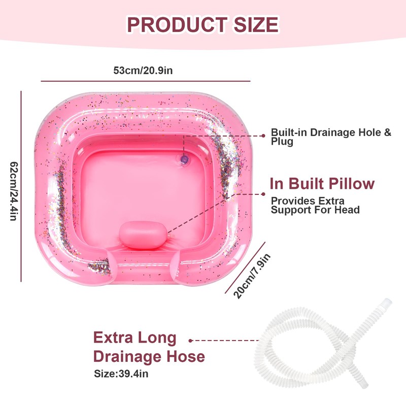 AirSwim Inflatable Shampoo Basin, Portable Shampoo Bowl, Locs Detox Tub