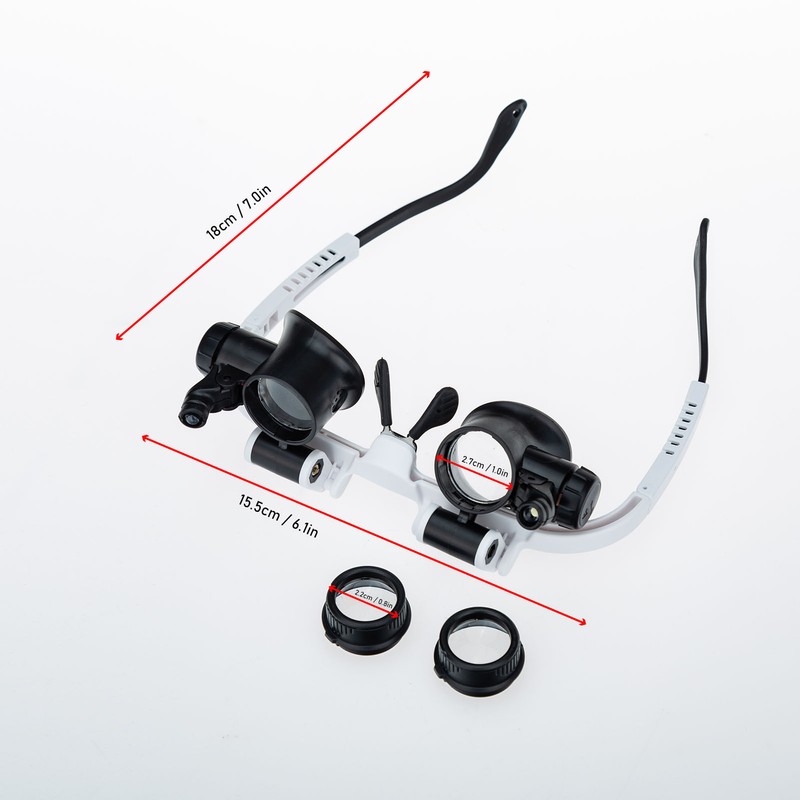 Loupe Magnifier Glasses Head Mount with LED Light Adjustable Glasses