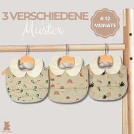 Hello Hippo Set of 3 Waterproof Baby Bibs Collection Bag - Elegant Protection for Babies | Adjustable Bibs Unisex 4-12 Months, Peter Pan Collar