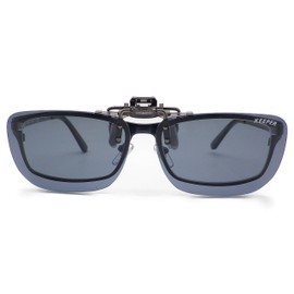 Cliponkeeper 9338 Polarized Front Clip-on Sunglasses, Sunglasses, UV Protection, Ultra Lightweight, Flip-up Type, Large, Cool, Polarized Smoke