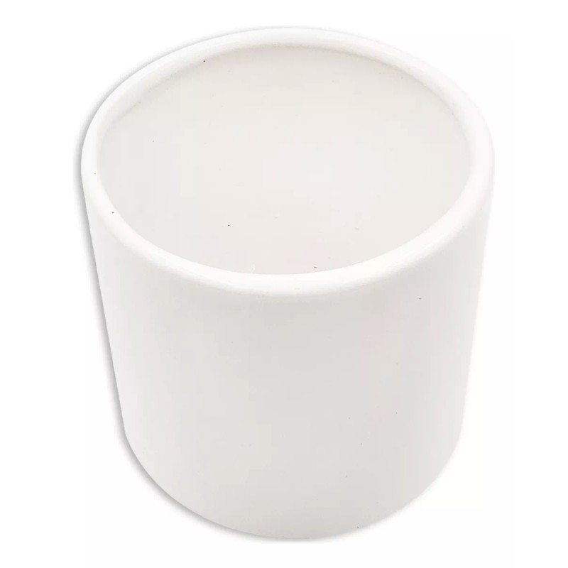 Muna Maceta Blanca De Cerámica Con Base De Madera Minimalista