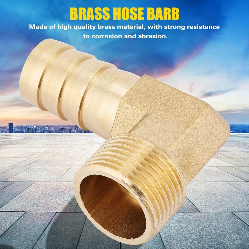 Hilitand 3/4" Brass Hose Barb, Fitting Elbow, 90 Degree Elbow