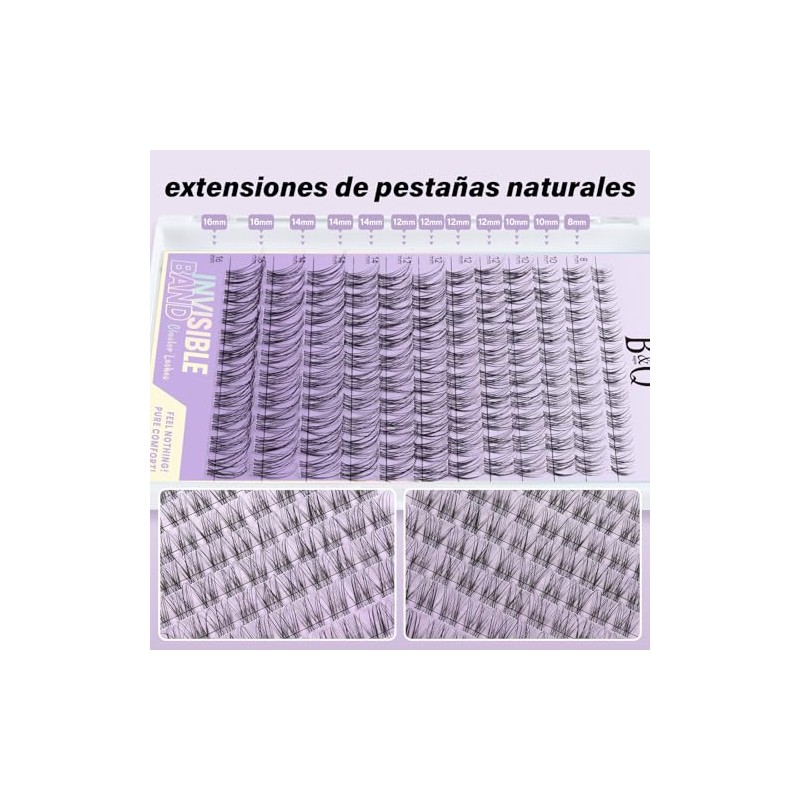 B&Q Flora Pestañas Postizas Naturales Banda Invisible Racimos 144 pcs