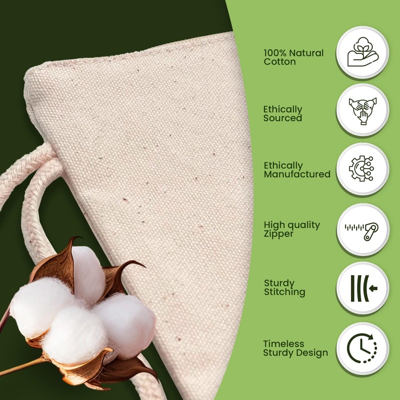 Plain 100% Cotton Canvas Multi-Purpose Wash, Toiletry, Cosmetic, Make Up