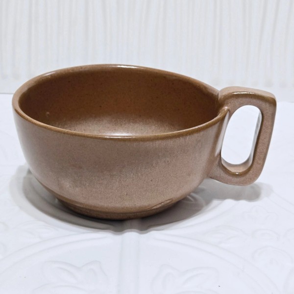 Frankoma Pottery Soup Mug Brown Tan 4SC