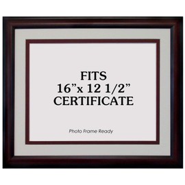 Graduation Diploma College or University 16x12-1/2 Certificate Document Double Mat Mahogany Frame