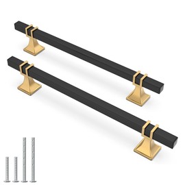 Lepatape 10 Pack 6-1/4 Inch Cabinet Pulls Black and Gold Cabinet Handles Kitchen Cabinet Handles, Black Dresser Drawer Pulls Kitchen Cabinet Hardware
