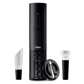 Ufesa EasyOpen Set Cavatappi Apribottiglie Elettrico, Decanter, Tappo Sottovuoto, Tagliacapsule e Base d'Appoggio, USB, Luce LED