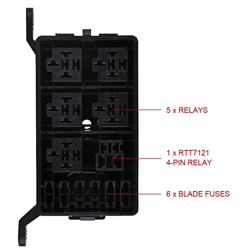6 Way Fuse Relay Box Holder with 41 Metallic Pins