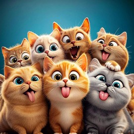 TOSTOG Diamond Painting for Adults, Funny Cat Diamond Painting Kits Full Drill Pictures 5D DIY Diamond Painting Set 30 x 30 cm for Wall Decoration