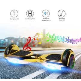 GlareWheel M3 Hoverboard LED Light Bluetooth Chrome Gold
