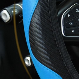 GOZINA Steering Wheel Covers, Anti-flip Microfiber Leather for Steering Wheel,Universal Size Fit 37cm-38cm/14.5inch-15inch,Steering Wheel Cover for SUV/Van/MPV/Car (blue-black)