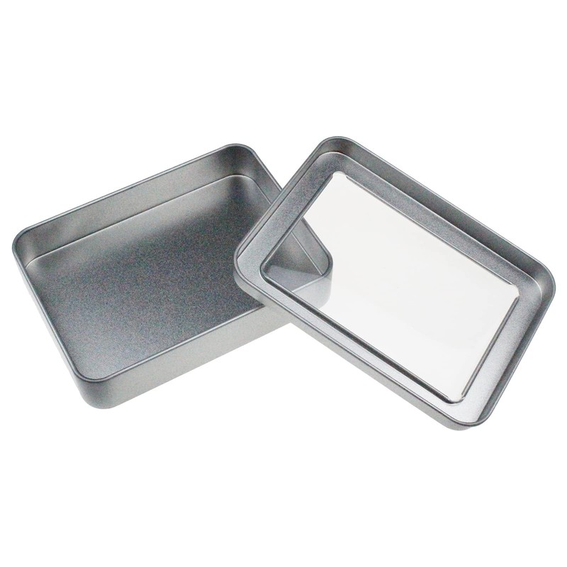 Metal Tins Small,4 pcs Empty Rectangular Hinged Tins Container with