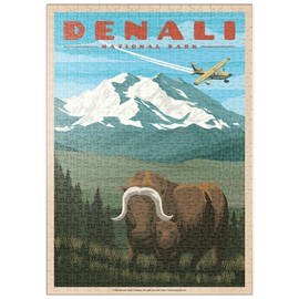 Denali National Park - Wild Denali Musk Ox, Vintage Travel Poster - Premium 500 Pieces Puzzles - Special MyPuzzle Collection by Havana Puzzle Company