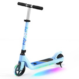LINGTENG Children's Electric Scooter is Suitable for Children Aged 6-9, Electric Scooter for Kids, 4 Height Adjustable Scooter with Cool Rainbow Lights, 2 Adjustable Speeds, Ideal Gift for Kids